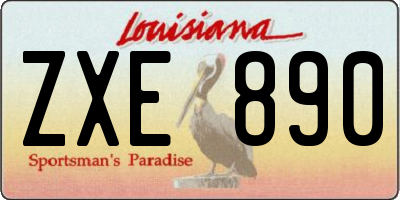 LA license plate ZXE890