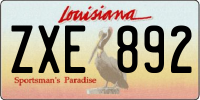 LA license plate ZXE892