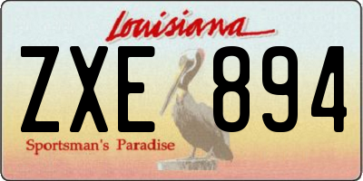 LA license plate ZXE894