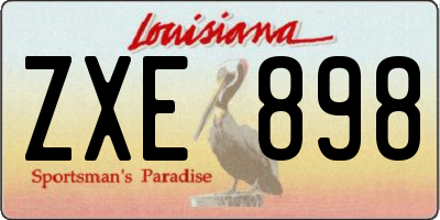 LA license plate ZXE898