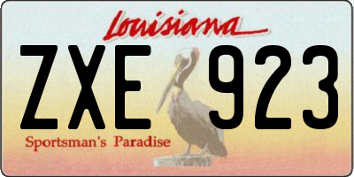 LA license plate ZXE923