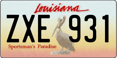 LA license plate ZXE931