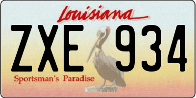 LA license plate ZXE934