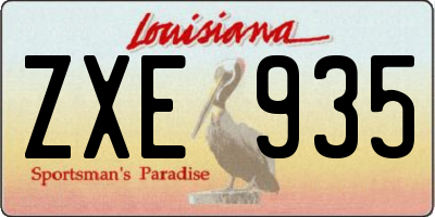 LA license plate ZXE935