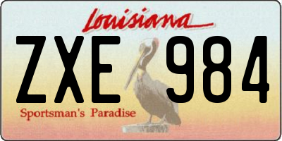 LA license plate ZXE984