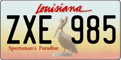 LA license plate ZXE985