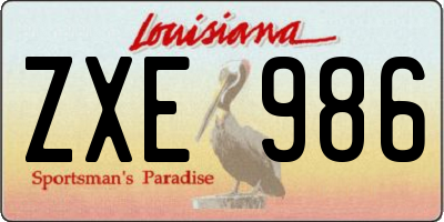 LA license plate ZXE986