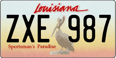 LA license plate ZXE987