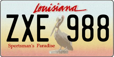 LA license plate ZXE988