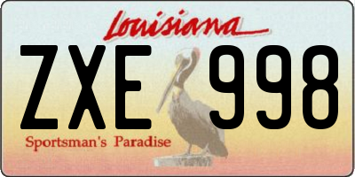 LA license plate ZXE998