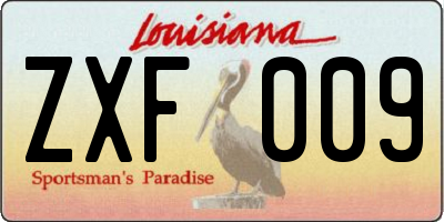 LA license plate ZXF009