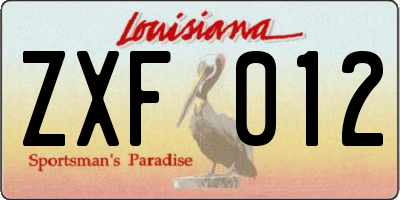 LA license plate ZXF012