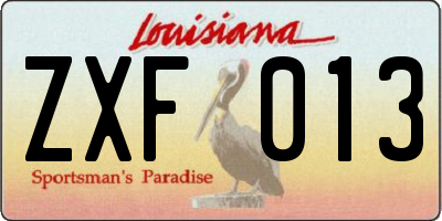 LA license plate ZXF013