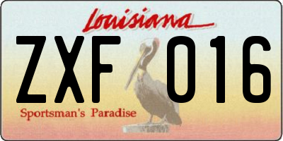 LA license plate ZXF016