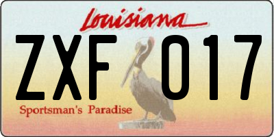 LA license plate ZXF017