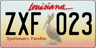 LA license plate ZXF023