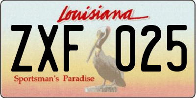 LA license plate ZXF025