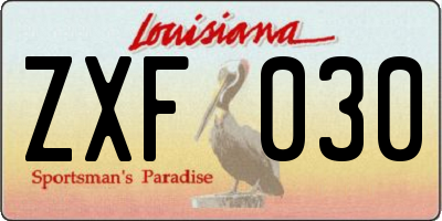 LA license plate ZXF030