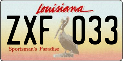 LA license plate ZXF033
