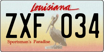 LA license plate ZXF034