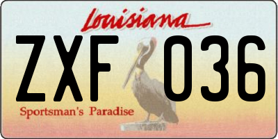 LA license plate ZXF036