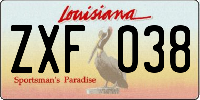 LA license plate ZXF038