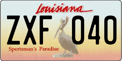 LA license plate ZXF040