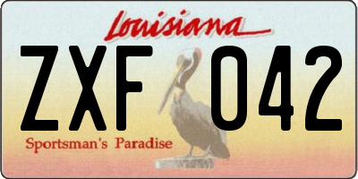 LA license plate ZXF042