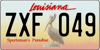LA license plate ZXF049