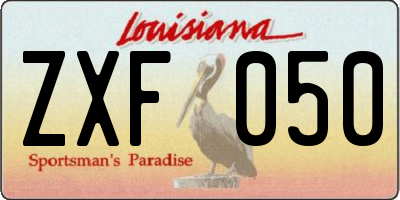 LA license plate ZXF050
