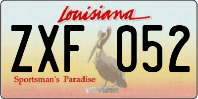 LA license plate ZXF052