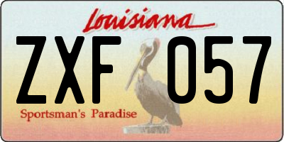 LA license plate ZXF057