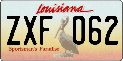 LA license plate ZXF062