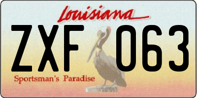 LA license plate ZXF063