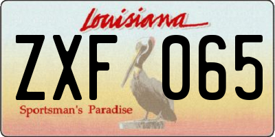 LA license plate ZXF065
