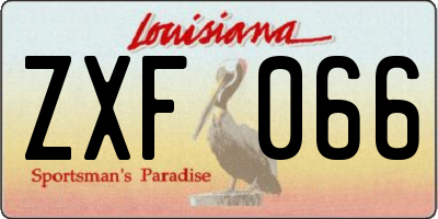 LA license plate ZXF066