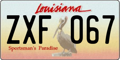 LA license plate ZXF067