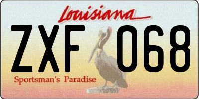 LA license plate ZXF068