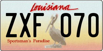 LA license plate ZXF070