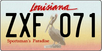 LA license plate ZXF071