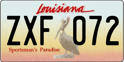 LA license plate ZXF072