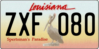 LA license plate ZXF080
