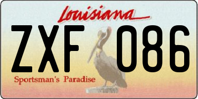 LA license plate ZXF086