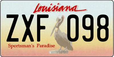 LA license plate ZXF098