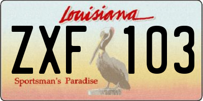 LA license plate ZXF103