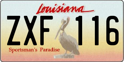 LA license plate ZXF116