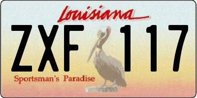 LA license plate ZXF117