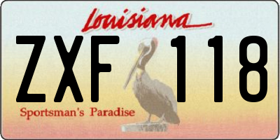 LA license plate ZXF118