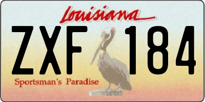 LA license plate ZXF184