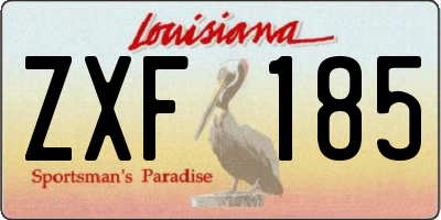 LA license plate ZXF185